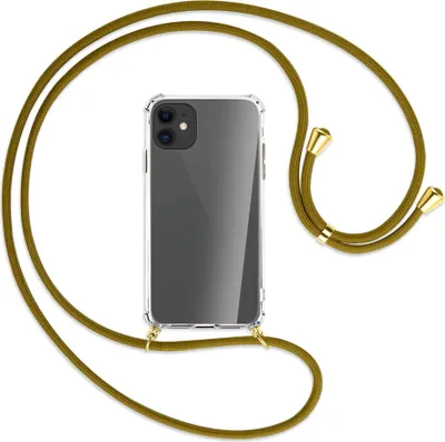 Produktbild von Handykette Backcover-Schutzhülle mit Band (Metall goldfarben) für Apple iPhone 11 - khaki