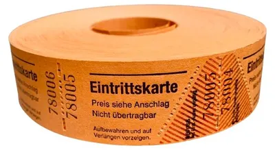 Produktbild von Bonrolle EINTRITTSKARTEN orange 1000 perforierte Abrisse fortlaufend nummeriert