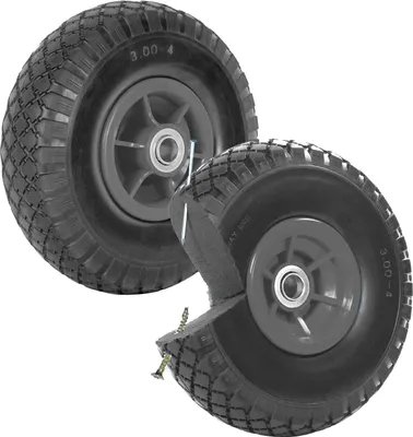 Produktbild von 2x Sackkarrenrad PolyurethanRad 260x85 mm 3.00-4 60 mm versetze Nabe Ø 20 mm grau Vollgummi Bollerwagen