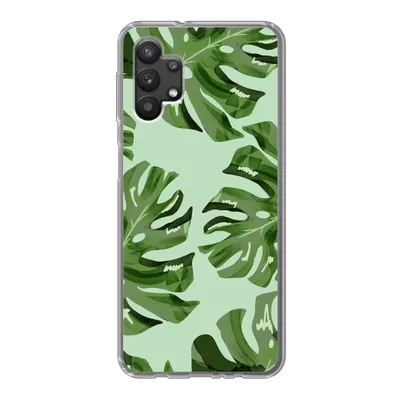 Produktbild von MuchoWow® Handyhülle Schutzhülle Hülle für Samsung Galaxy A32 5G Blätter - Tropisch - Pastell Silikon Softcase Handy Hülle - Softcase