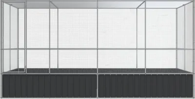 Produktbild von “2026 Modern“ Voliere mit Erweiterung Silber 418 x 207 x 212cm Stahl - Designermöbel 472786 - Vogelkäfige
