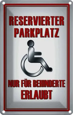 Produktbild von vianmo Blechschild 30x20 cm Paken Parkplatz nur für Behinderte Parkplatzschild