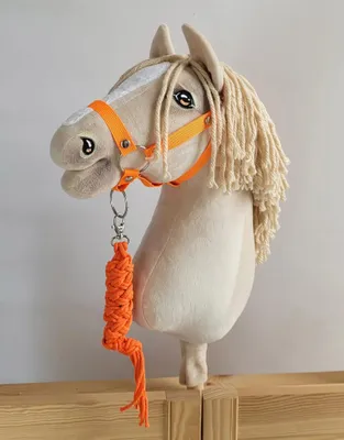Produktbild von Hobby Horse Set Verstellbare Halfter A3 Naturfaser Neonorange mit Leine