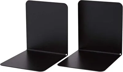 Productafbeelding van Famanu metalen boekensteunen - zwart - 1 paar - 130 x 140 x 140 mm