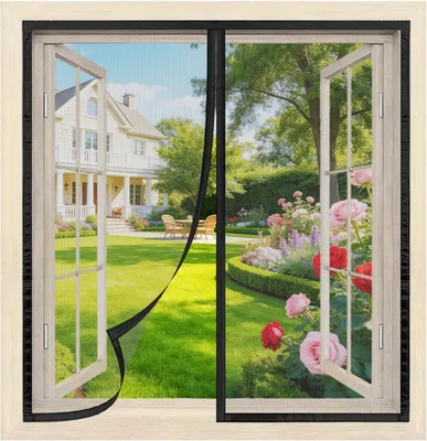 Produktbild von 130 x 155 cm Moskitonetz fš¹r Fenster, Insektenschutznetz, selbstklebend, verstellbar, Fliegen- und Insektenschutzvorhang, zum Selbstanbringen fš¹r Haus und Fenster