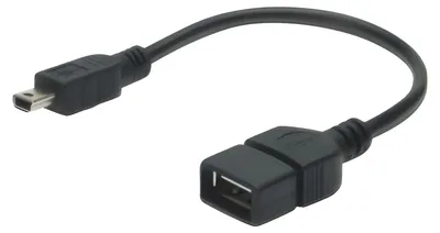Zdjęcie produktu dla Digitus Adapter/konwerter USB mini-B - USB-A, OTG, 0,2 m, 0,2 m, Mini-USB B, USB A, USB 2.0, Czarny