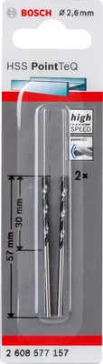 Immagine prodotto di Punta elicoidale in metallo HSS PointTeQ, DIN 338, 2,6 mm, confezione da 2 pz
