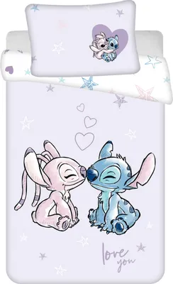 Imagen del producto de Juego de sábanas de algodón, 100x135 cm + 40x60 cm, diseño de Lilo y Stitch