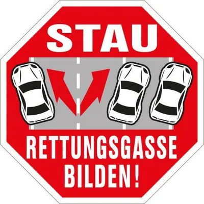 Produktbild von PVC-Aufkleber - STAU ? Rettungsgasse bilden ! - 302066/3 - Gr. ca. 7cm x 7cm