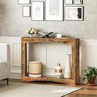 Immagine prodotto di Tavolino consolle da 100 cm, color marrone vintage, in legno, stretto, ideale per l'ingresso o il corridoio