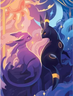 Produktbild von Malen nach Zahlen Pokemon Umbreon und Espeon 40x50 cm