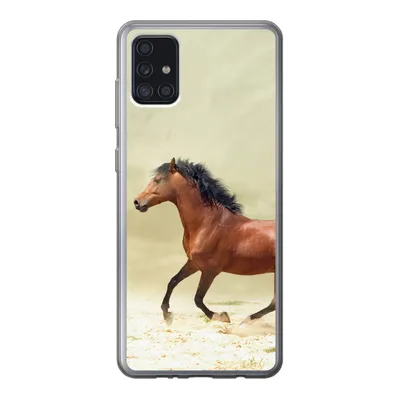 Produktbild von MuchoWow® Handyhülle Schutzhülle Hülle für Samsung Galaxy A52 5G Pferd - Stoff - Sand Silikon Softcase Handy Hülle - Umschlag