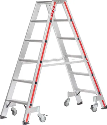 Produktbild von Hymer Stufenstehleiter mit Rollen 2x7 Stufen