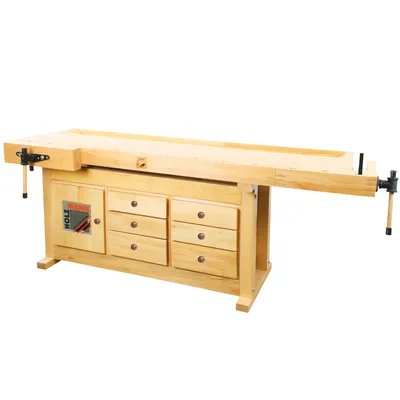 Produktbild von Holzmann Werk- und Hobelbank WB210C aus Kautschukbaumholz, robust, 2,1 m x 0,815 m