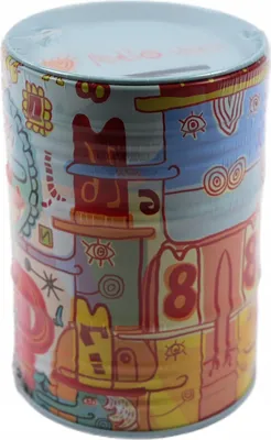 Produktbild von Bunte Spardose aus Metall - Robuste Sparbüchse für Münzen & Scheine 7x11,5cm