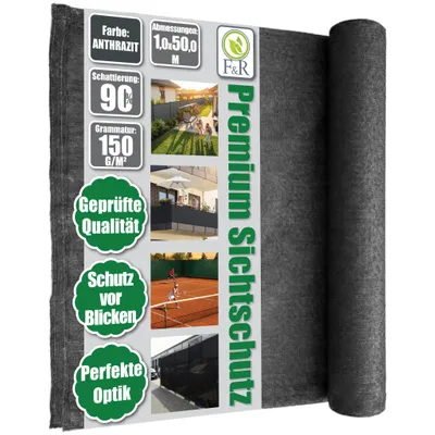 Produktbild von Zaunblende 1x50m Sichtschutz 150g/m² Schattiernetz Windschutz Staubschutz Sonnenschutz Gewebe Netz Tennis Netz anthrazit
