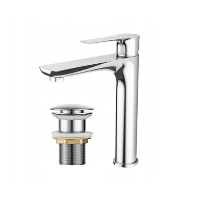 Produktbild von Design Waschtisch-Aufsatzarmatur mit Klick-Klack-Stöpsel Chrom