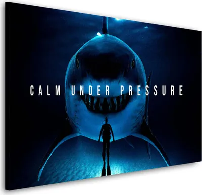 Produktbild von Hai Calm Under Pressure Motivation Wandbild Leinwandbild Deko Kunst XL: 90x60x2cm