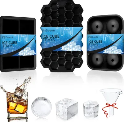 Image de Duerté - Bac à glaçons avec couvercle - Grands bacs à glaçons - 100% silicone - Durable - Longs et ronds - Forme sphérique