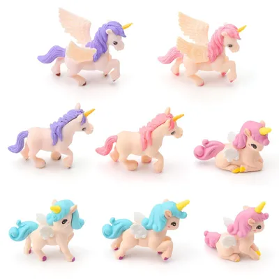Produktbild von Set mit 8 Einhorn-Kuchenverzierungen