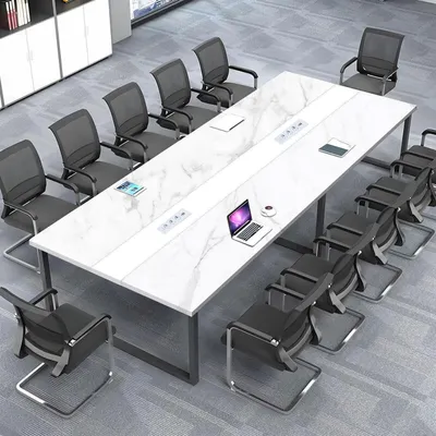 Zdjęcie produktu dla Stół konferencyjny z systemem zarządzania kablami, wymiary 400x120x74 cm, nowoczesny design, idealny do biura