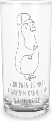 Produktbild von Mr. & Mrs. Panda Tumbler Wenn Papa es nicht reparieren kann, sind wir am Arsch 200 ml - Transparent - Geschenk, Vater, Cocktailglas, Wasserglas, Vatertag, Longdrinkglas