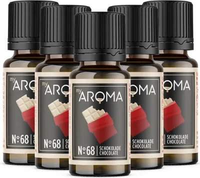 Produktbild von myAROMA flavour drops – Weiße Schokolade 5x10ml, zuckerfrei, kalorienfrei & vegan, ohne künstliche Farbstoffe für Backen, Essen und Trinken