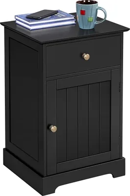 Produktbild von Yaheetech Nachtschrank Kommode Boxspringbett Nachttisch Nachtkommode mit Stauraum 40 x 35 x 60 cm Schlafzimmer Schwarz