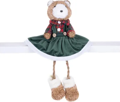 Zdjęcie produktu dla Dekoracja świąteczna MagicHome, miś w zielonej sukience, 17x14x26 cm