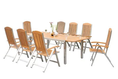 A dining set with a table and chairs on a white background.