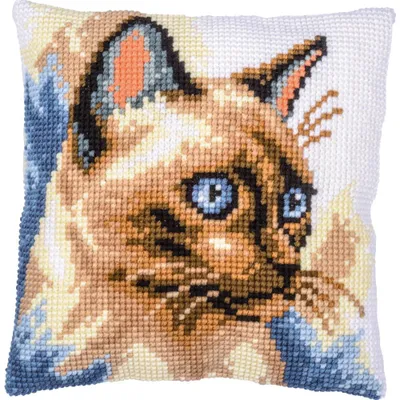Produktbild von Vervaco Kreuzstichkissen "Siamkatze", Stickbild vorgezeichnet, 40x40cm