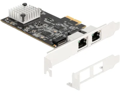 Produktbild von Delock PCI Express x2 Karte zu 2 x RJ45 5 Gigabit LAN RTL8126