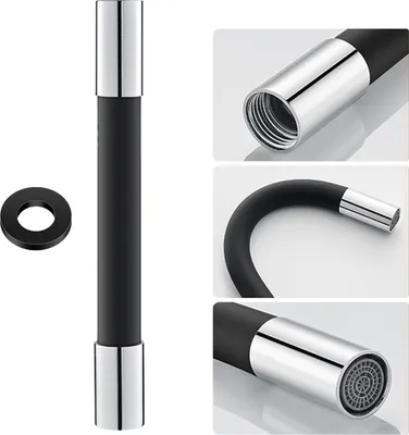 Produktbild von 360° Wasserhahn-Sprayer-Verlaengerungsschlauch Flexibler Silikon-Verlaengerungsrohr mit auslaufsicherer Dichtung Bubbler