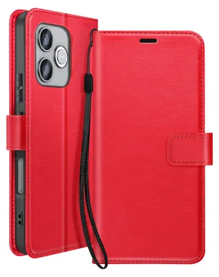 Image de Mayaxess, étui-portefeuille Honor 600 Lite avec dragonne et fonction support, rouge