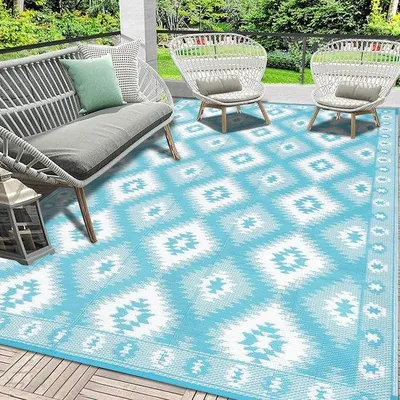 Obrázek produktu pro Venkovní koberec Famanu, voděodolný, 180 x 270 cm – koberec odolný vůči UV záření, vhodný do zahrady, na pláž a na piknik