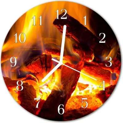 Produktbild von Glasuhr Wanduhr Küchenuhr Echt-Glas 30fi cm Feuer gelb