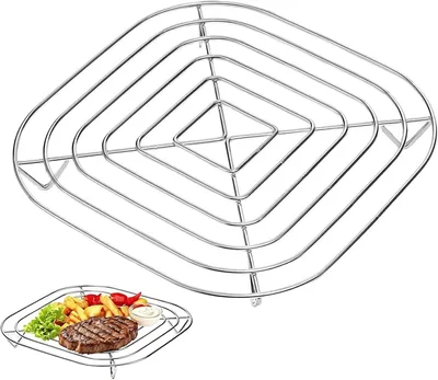 Imagen del producto de Rejilla de acero inoxidable, resistente al calor, apta para lavavajillas, ideal para freidoras de aire, cocina y barbacoa