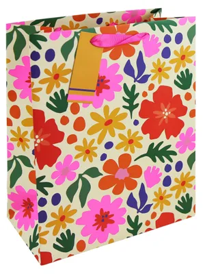 Produktbild von Clairefontaine 6x Große Geschenktasche Blumen, 26,5x14x33 cm Mehrfarbig 35528-2C
