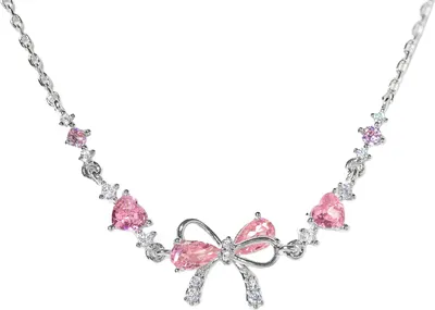 Produktbild von Frauen Armband Bogen Herz Blume Form Zirkonia Einstellbare Länge Geburtstag Urlaub Jahrestag Geschenk Handgelenk Armreif Dame Schmuck