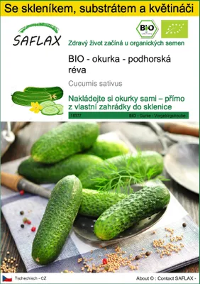 Obrázek produktu pro SAFLAX Kultivační sada - BIO - okurka - podhorská réva - Cucumis sativus - 15 Semena - S mini skleníkem, pěstebním substrátem a 2 květináči