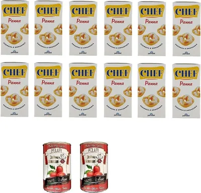 Produktbild von 12x Parmalat Panna chef per cucinare Kochcreme creme fur Koch 500ml + Italian Gourmet 100% italienische geschälte Tomaten dosen 2x 400g