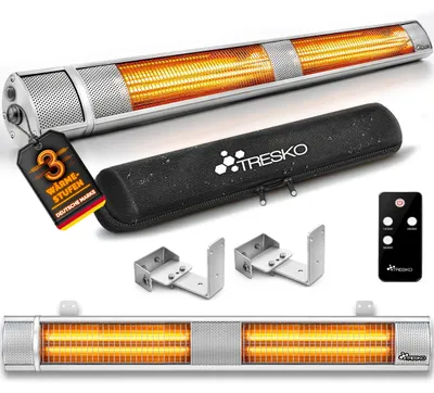 Produktbild von Terrassenheizung, Infrarotstrahler - 3000 Watt - Wandmontage - Aluminium - Silber - Für Innen- und Außenbereich