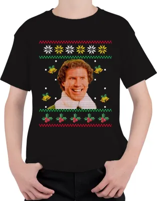 Produktbild von Buddy der Weihnachtself - Ugly Christmas Sweater Weihnachten Uni Kinder T-Shirt, Schwarz, 116