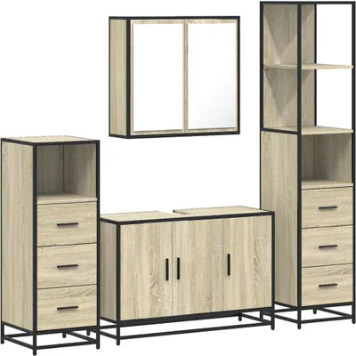 Immagine prodotto di Set Mobili da Bagno 4 pz Rovere Sonoma in Legno Multistrato