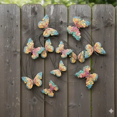 Produktbild von Anna's Collection Gartendekoration Schmetterlinge - 3D - farbig - 60 cm - Wand/Zaun Dekoration