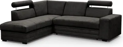 Produktbild von Ecksofa im modernes Stil Roma Polsterecke mit Schlaffunktion Bettkasten verstellbaren Kopfstützen, Stoff: vardo 16 - dunkelgrau, Ottomane: links