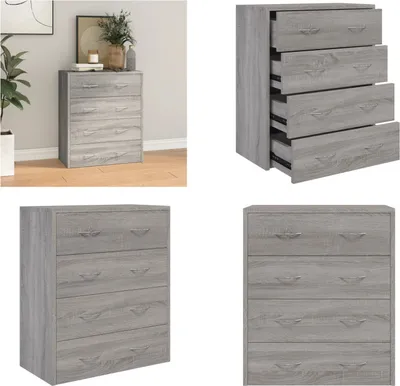 Produktbild von vidaXL Kommode mit 4 Schubladen 60x30,5x71 cm Grau Sonoma - Sideboard - Sideboards - Schrank - Aufbewahrungsschrank