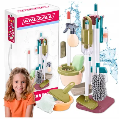 Produktbild von Kinder-Reinigungsset: Staubsauger, Wischmopp, Eimer, Haushaltszubehör, 15-in-1
