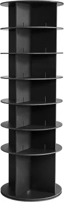 Immagine prodotto di Scaffale girevole a 7 ripiani per scarpe, organizer rotante a 360 gradi, sistema di stoccaggio rotante per scarpe, espositore circolare autoportante ideale per camera da letto, soggiorno, ingresso, cabina armadio, colore nero