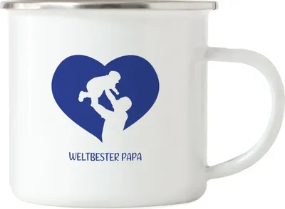 Produktbild von Weltbester Papa Emaille Tasse Spruch Herz Vatertag Geschenkidee Bester Papa Dad